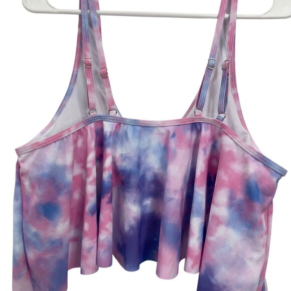 Unbranded Swim Top Womens SZ 1XL Plus Size Tie-Dye Flowy Tank Top Padded Cups - Picture 7 of 10